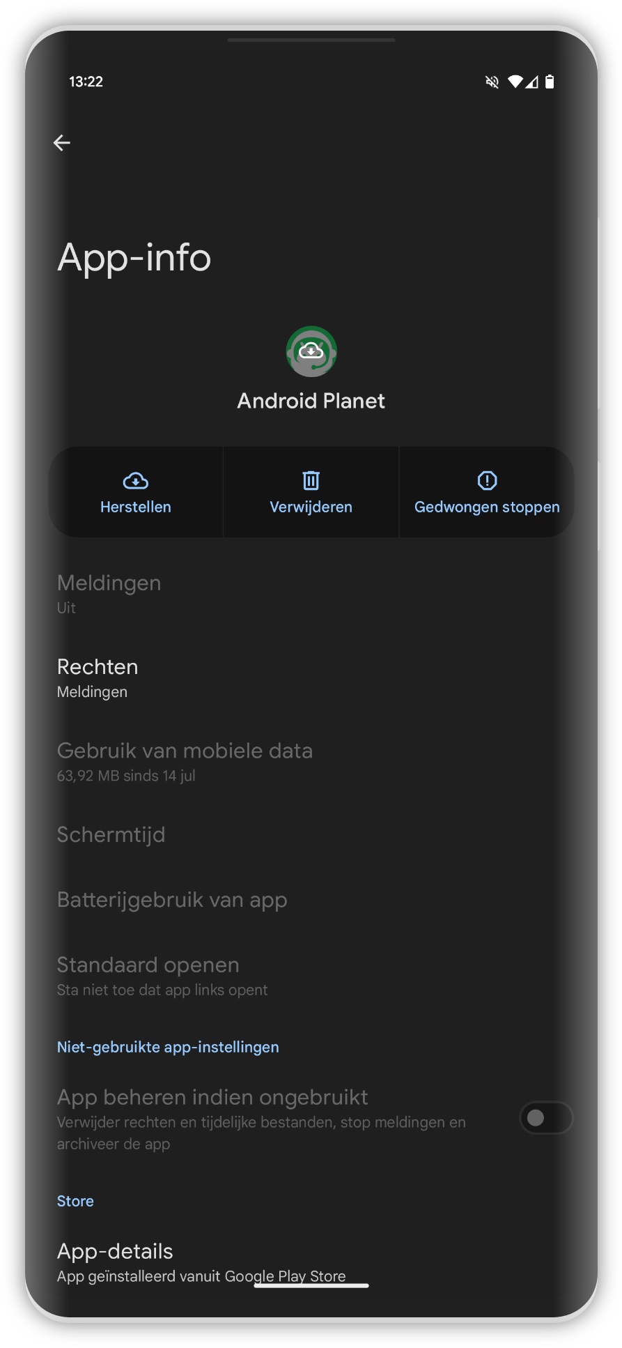 Archive apps - Android 15