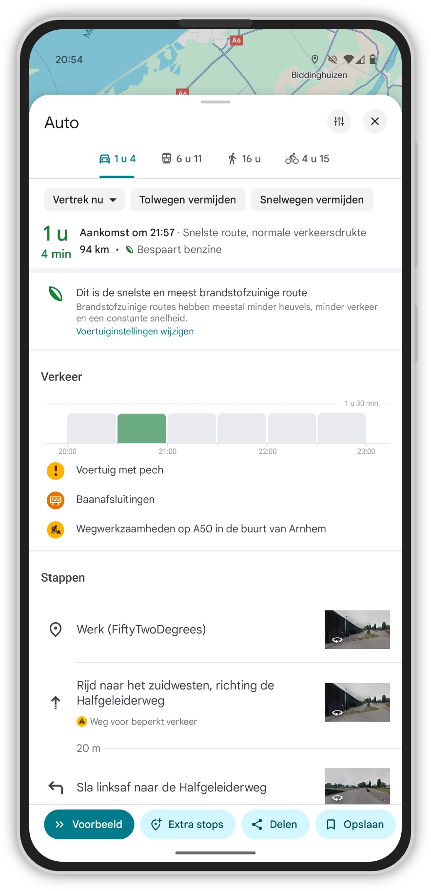 Google Maps aankomsttijd