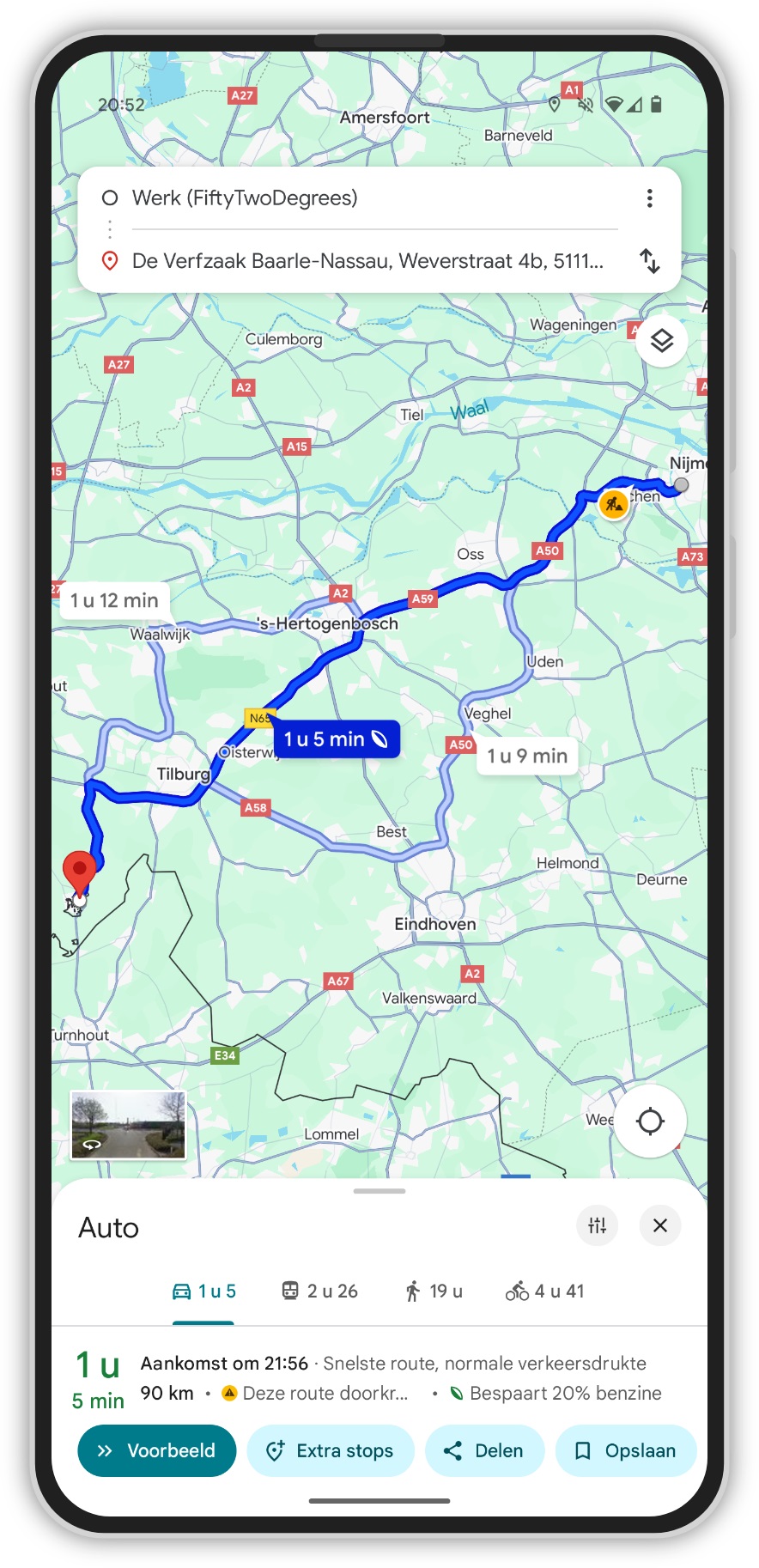 Google Maps aankomsttijd