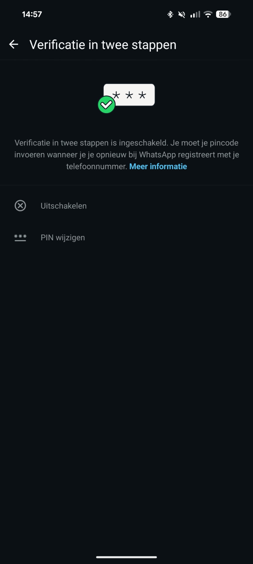 WhatsApp tweestapsverificatie inschakelen