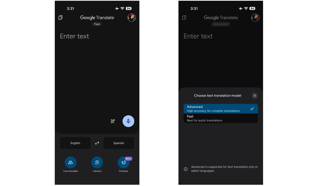 google vertalen geavanceerde modus